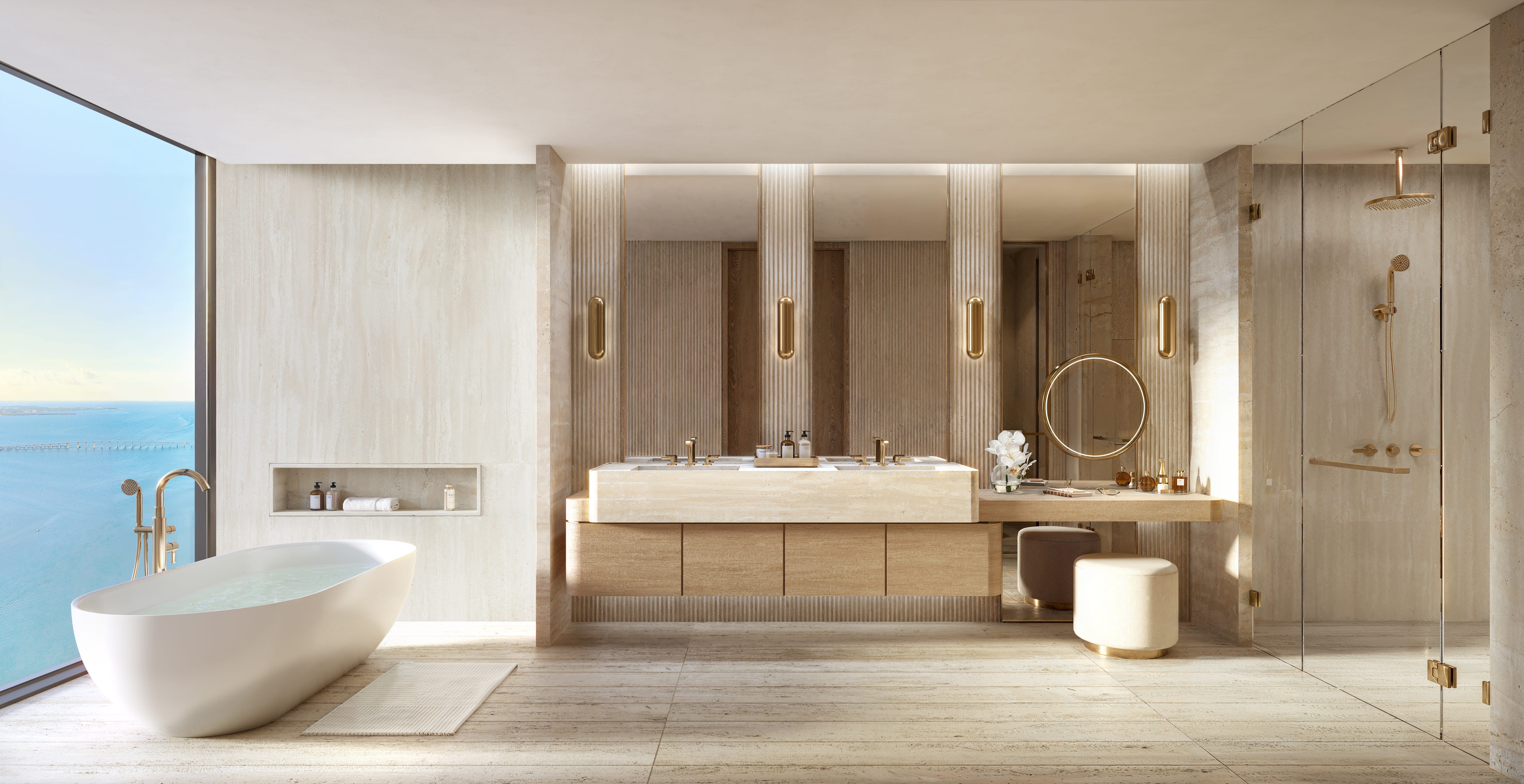 Baño principal con bañera exenta y vistas al océano